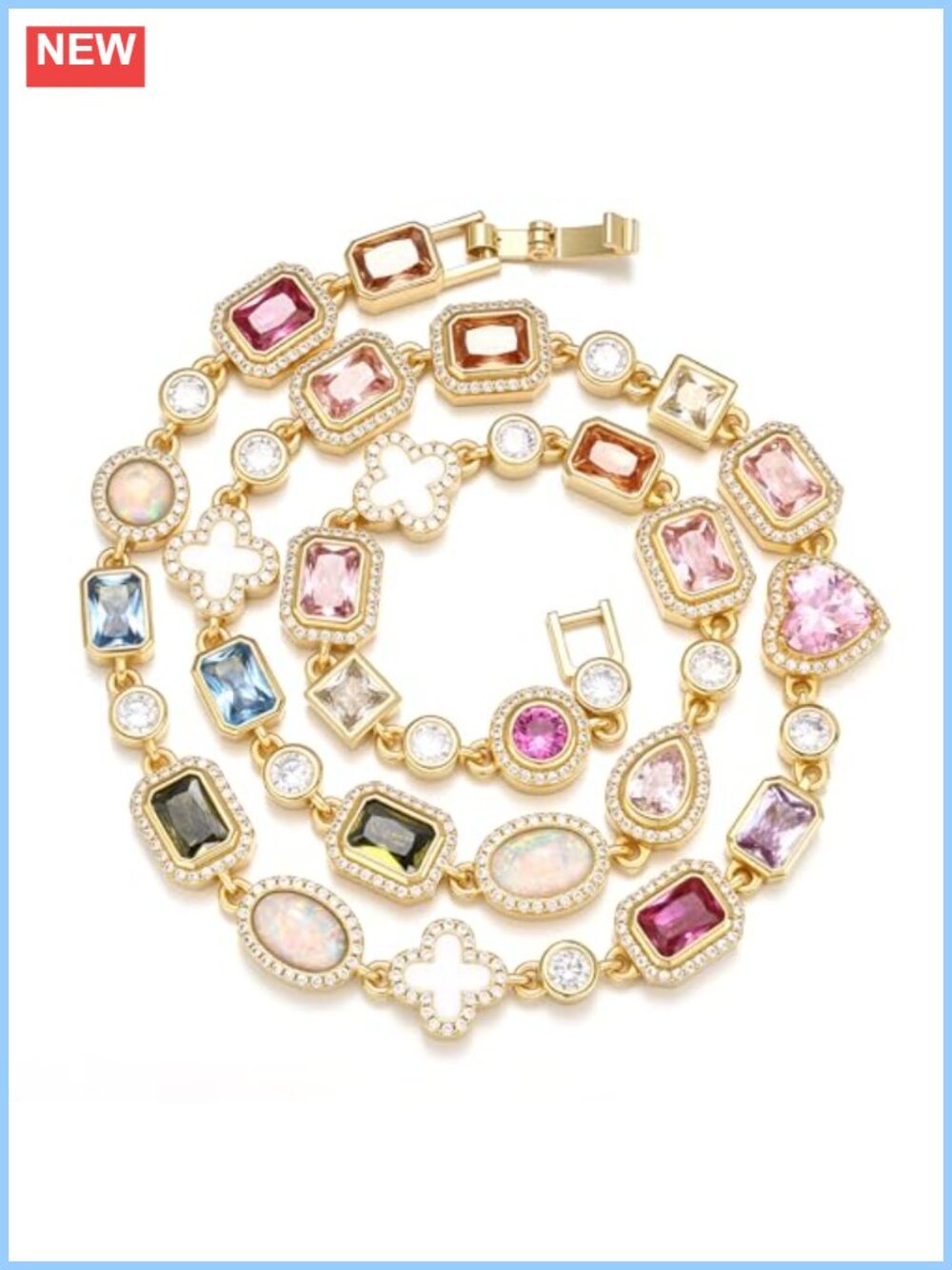 Gold Plated Tennis Necklace Cubic Zirconia Chain Choker Lucky Gemstone Women
